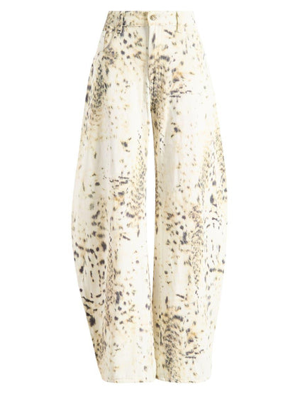 Loose-Fitting Horseshoe Print Jeans