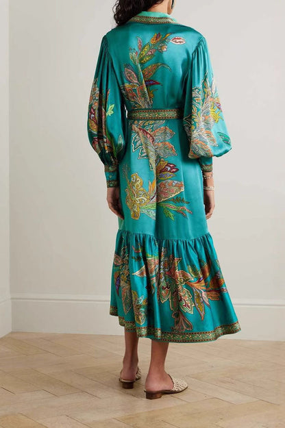 Satin Floral Print Dress