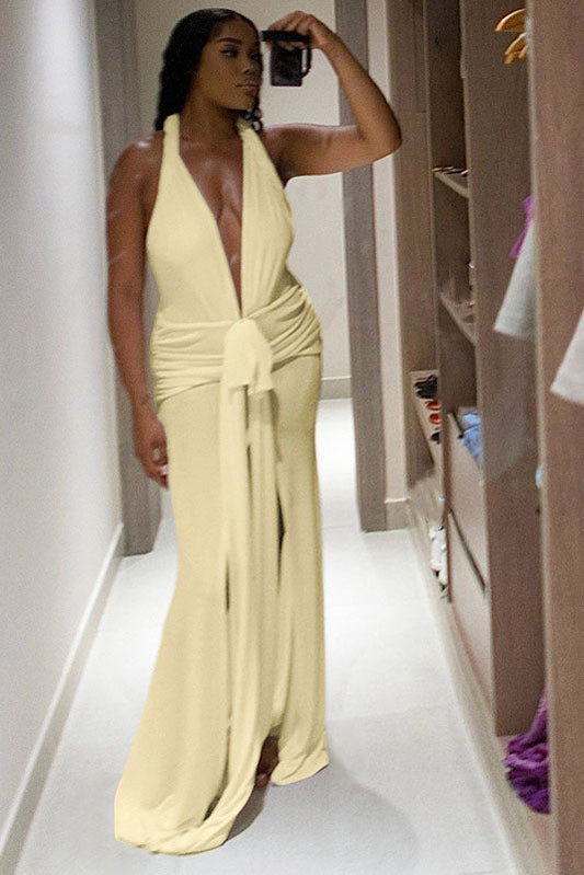 Summer New Slim Fit Tie-Backless Maxi Dress