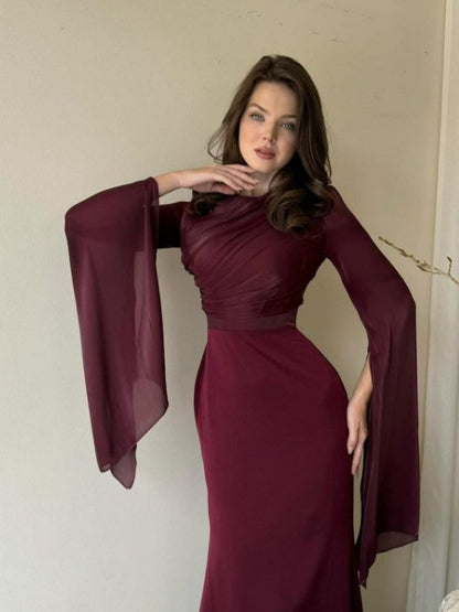 Flutter Sleeve Chiffon Maxi Dress