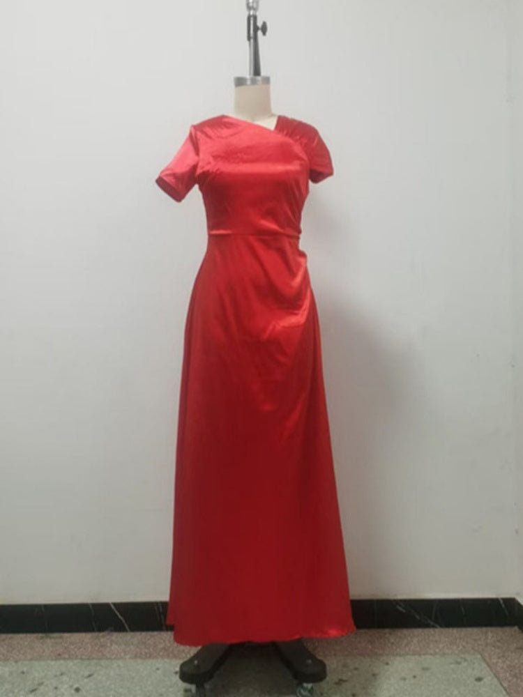 Draped Neck Tie-Waist  Maxi Dress