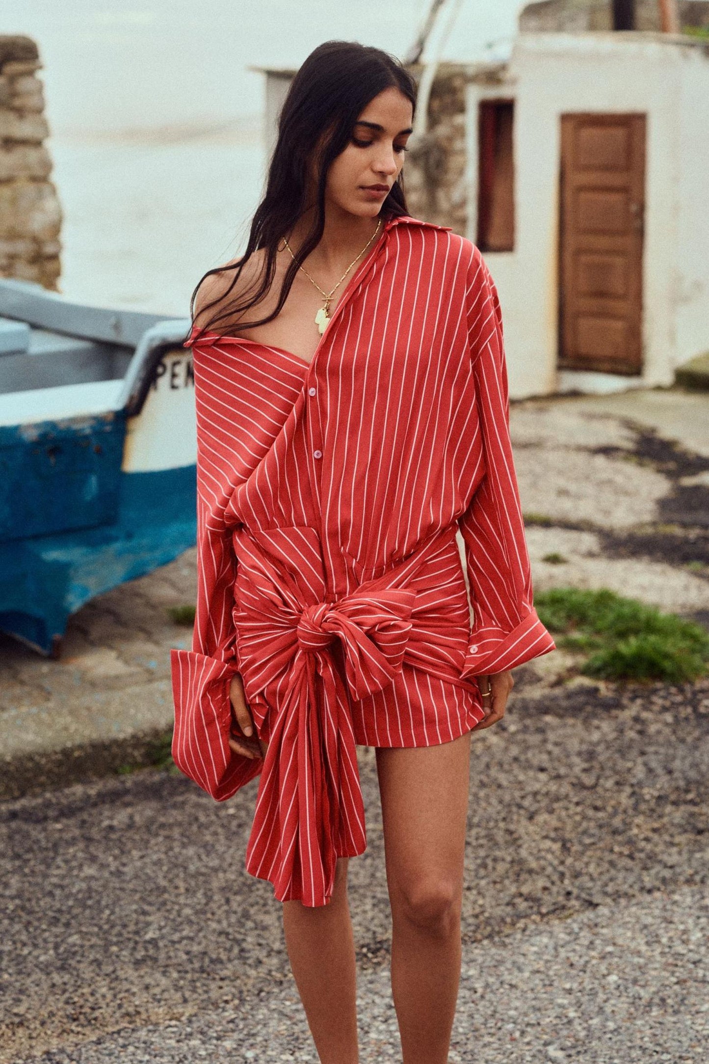 Ella Long Sleeve Striped Mini Dress