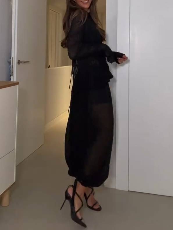 Vacation Style Long Sleeved Pleated Shirt Knickerbockers Set-shirt