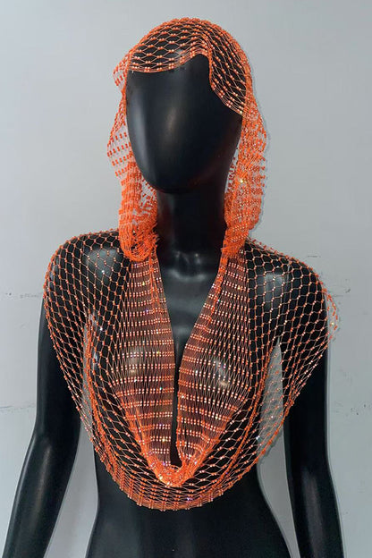 Fashion Fishnet Rhinestone Hooded Vest