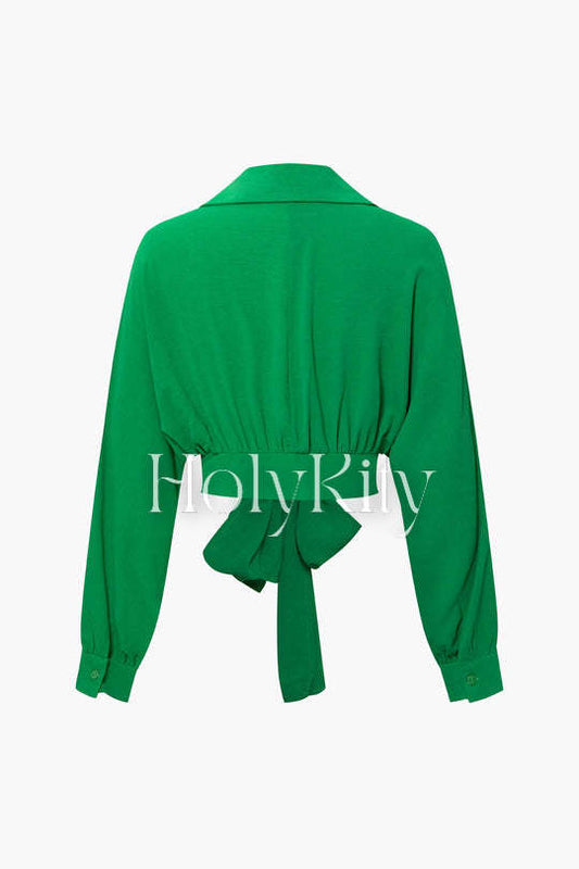 Knot Hem Long Sleeve Shirt