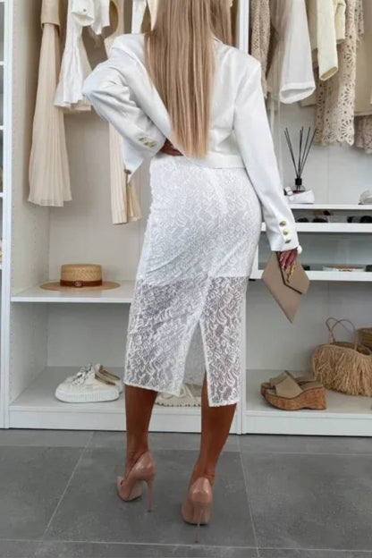 Ellien Solid Color Button Long Sleeve Crop Lapel Blazer