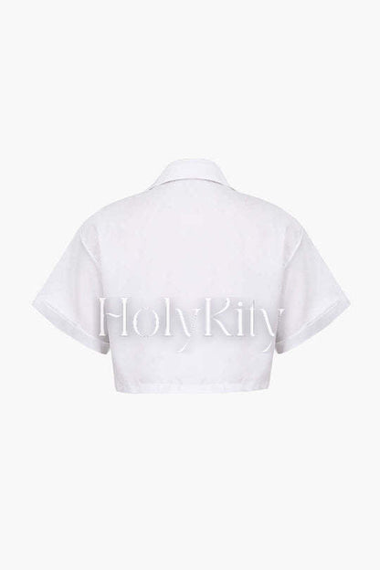 Flap Pocket Twist Hem Shirt