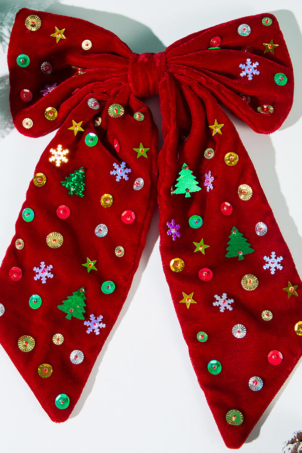 Adorno navideño de terciopelo con forma de copo de nieve para árbol de Navidad 