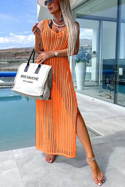 Vestido largo de crochet con espalda cruzada de Deserted Island 