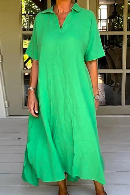 Vestido midi elegante, liso y de media manga 