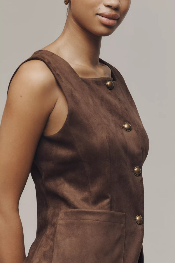 Maeve Faux-Suede Cutaway Vest