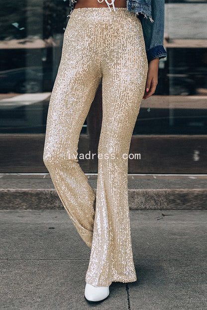 Sequin Flare Leg Pants
