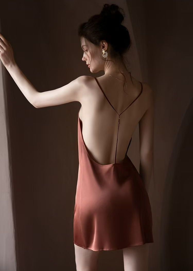 Scarlet Whisper - Backless Satin Nightdress