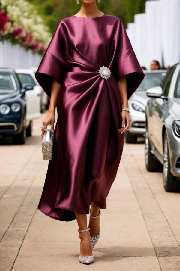 Luxe Shimmer Satin Long Dress