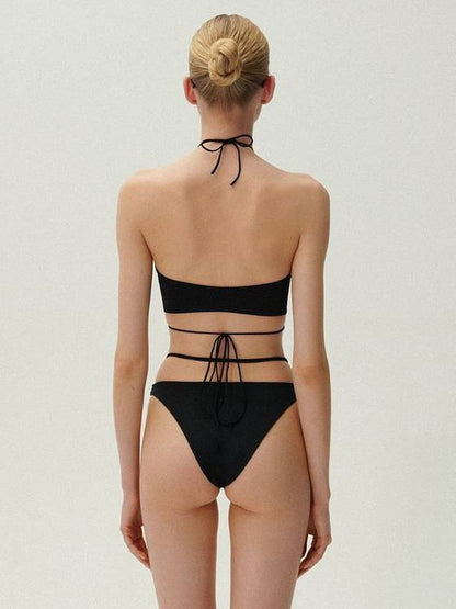 Halter Neck Three-Piece Bikini Beach Dress Set