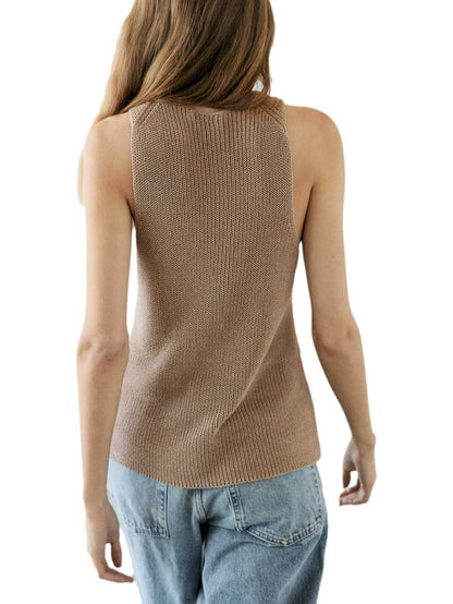Cross Halter Neck Knitted Vest