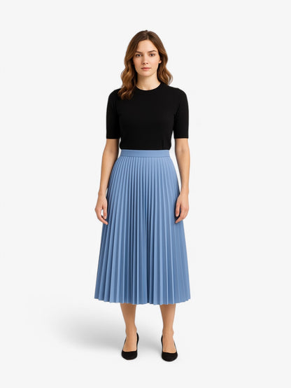Pleated Midi Skirt | High Waist | Flowing A-line Silhouette
