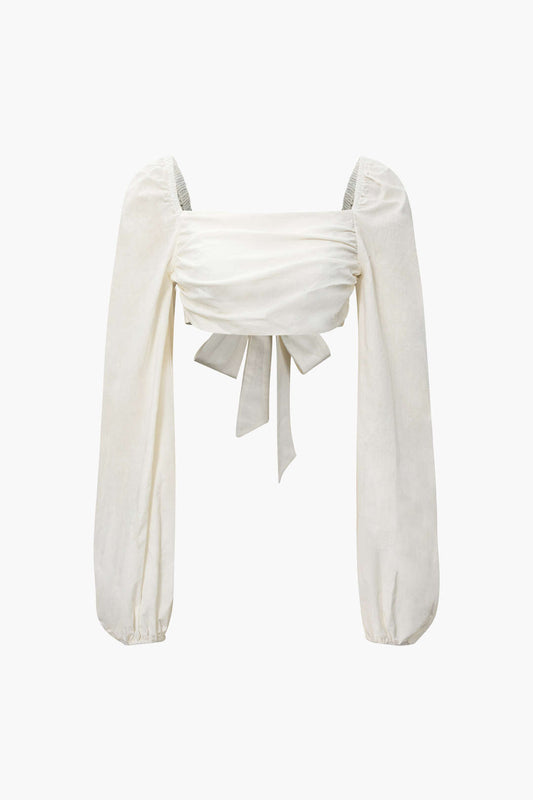 Square Neck Tie Back Crop Top And Elastic Waist Shorts Set