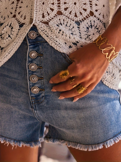 Vacation White V Neck Half Sleeve Cut Out Boho Lace Cardigans