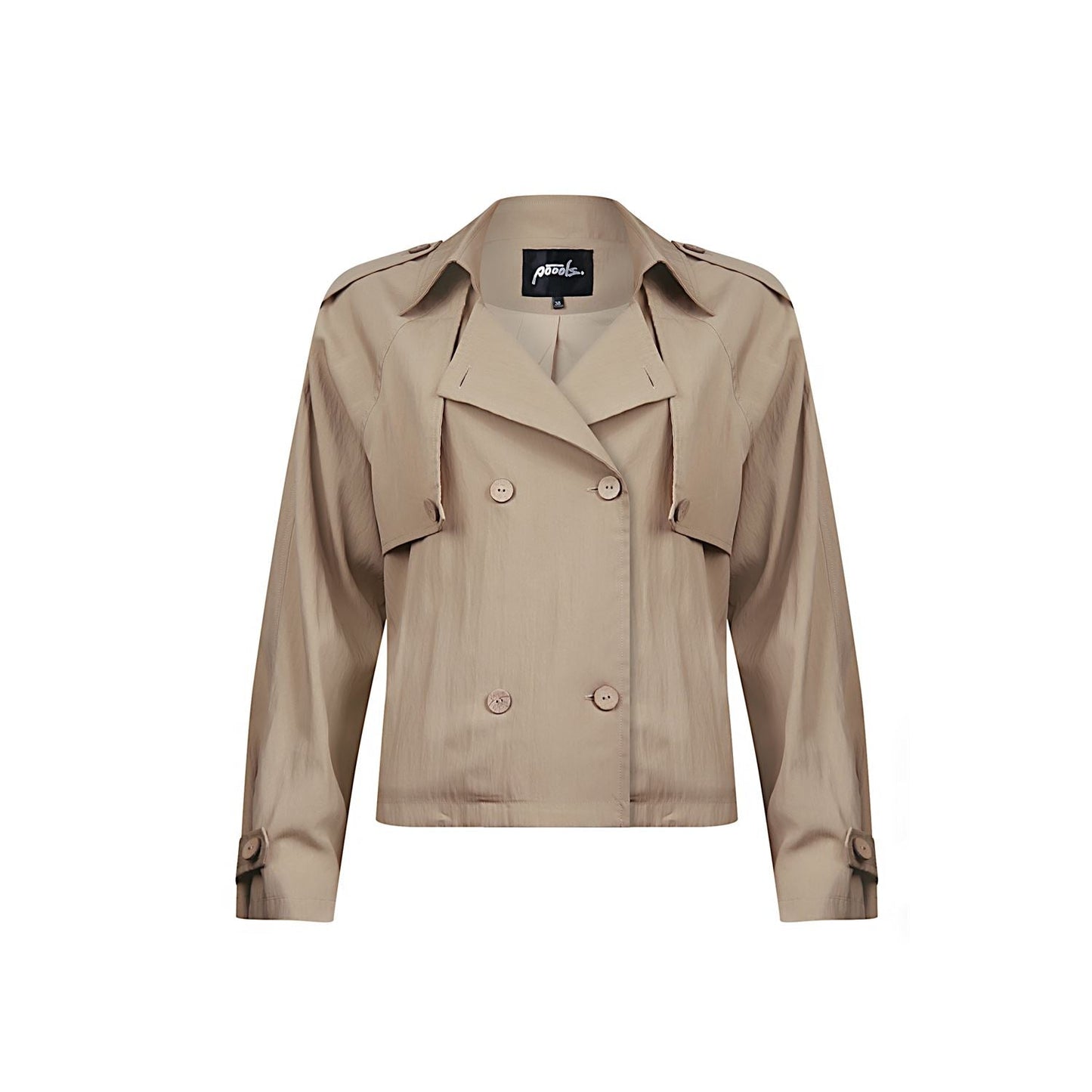Cropped Double Breasted Jacket | Lightweight Tencel Blend | Epaulette Detail
