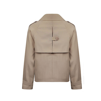 Cropped Double Breasted Jacket | Lightweight Tencel Blend | Epaulette Detail