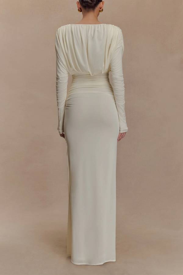 Long Sleeve Plunge Maxi Dress