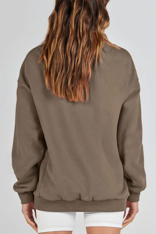 Women's Slit Mock Neck Oversized Sweatshirt