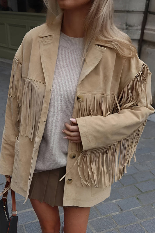Faux Leather Fringe Jacket