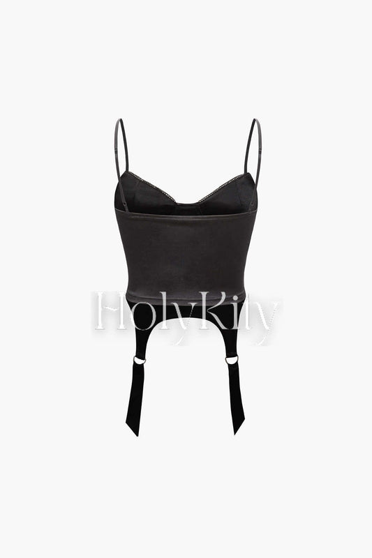 Satin Garter Lace Corset Cami Top