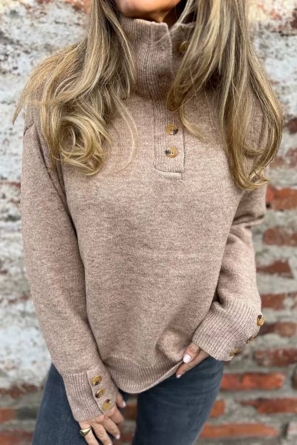 Solid Color Button Casual Loose Sweater