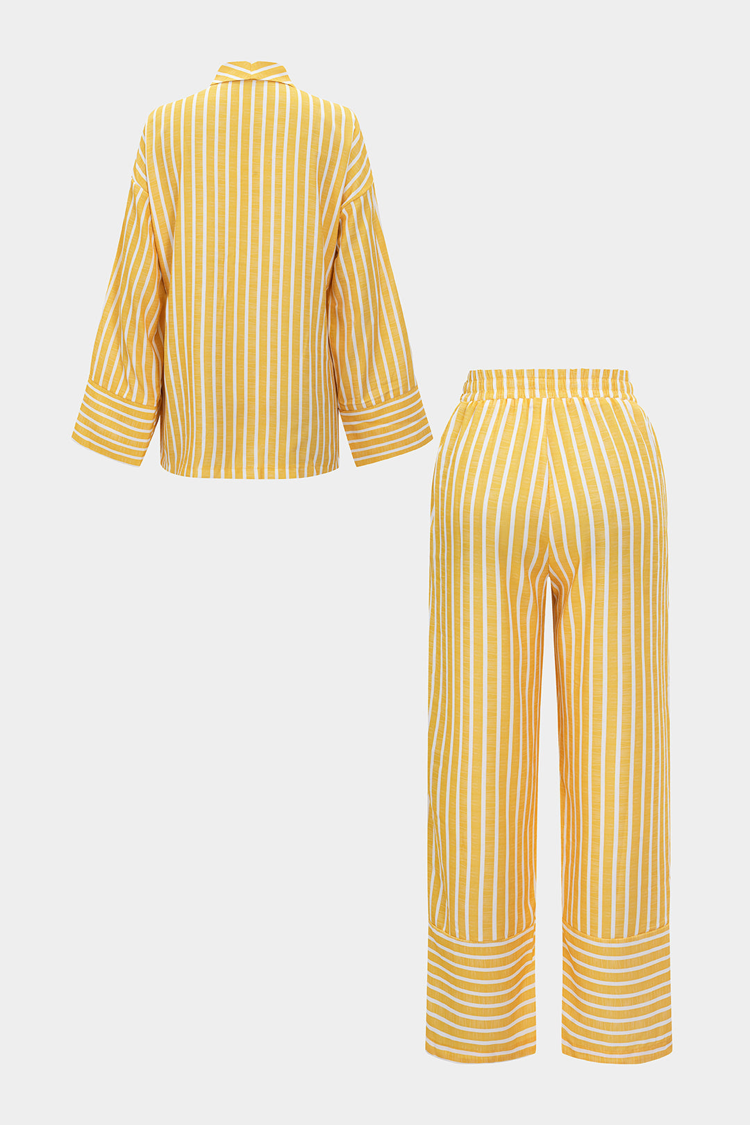 Stripes Print Tie-Up Long-Sleeve Shirt And Trousers Set