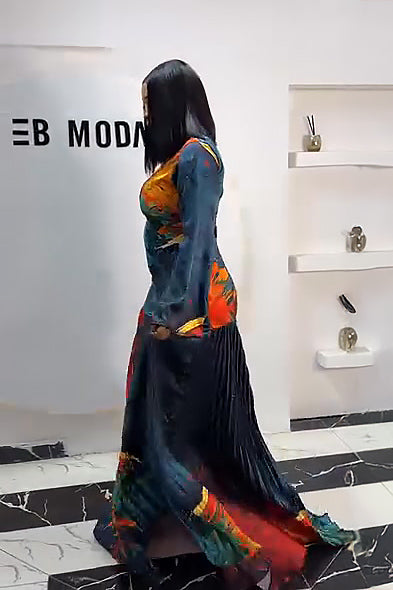 Sunflower Gold Pleated Maxi Dress