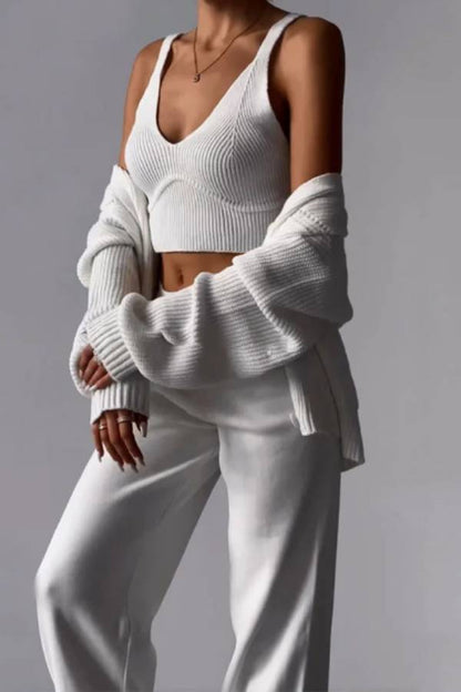 Chic V-neck Knitted Three-piece Set