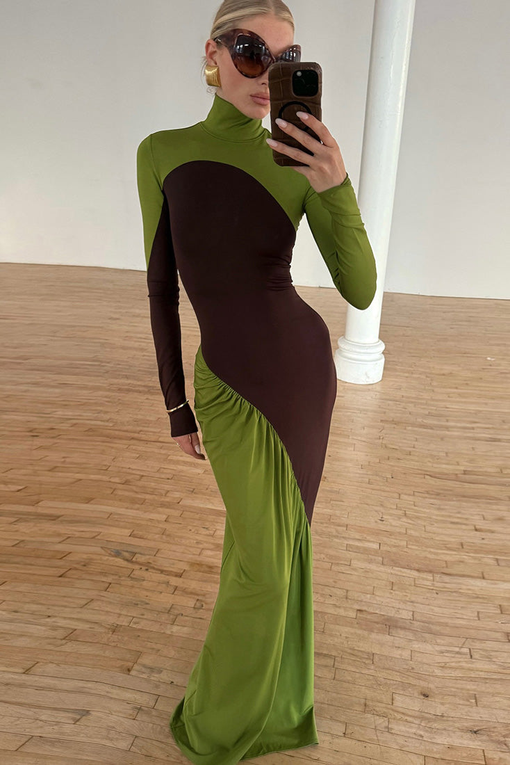 Modern Art Color-Block Flow Maxi Dress