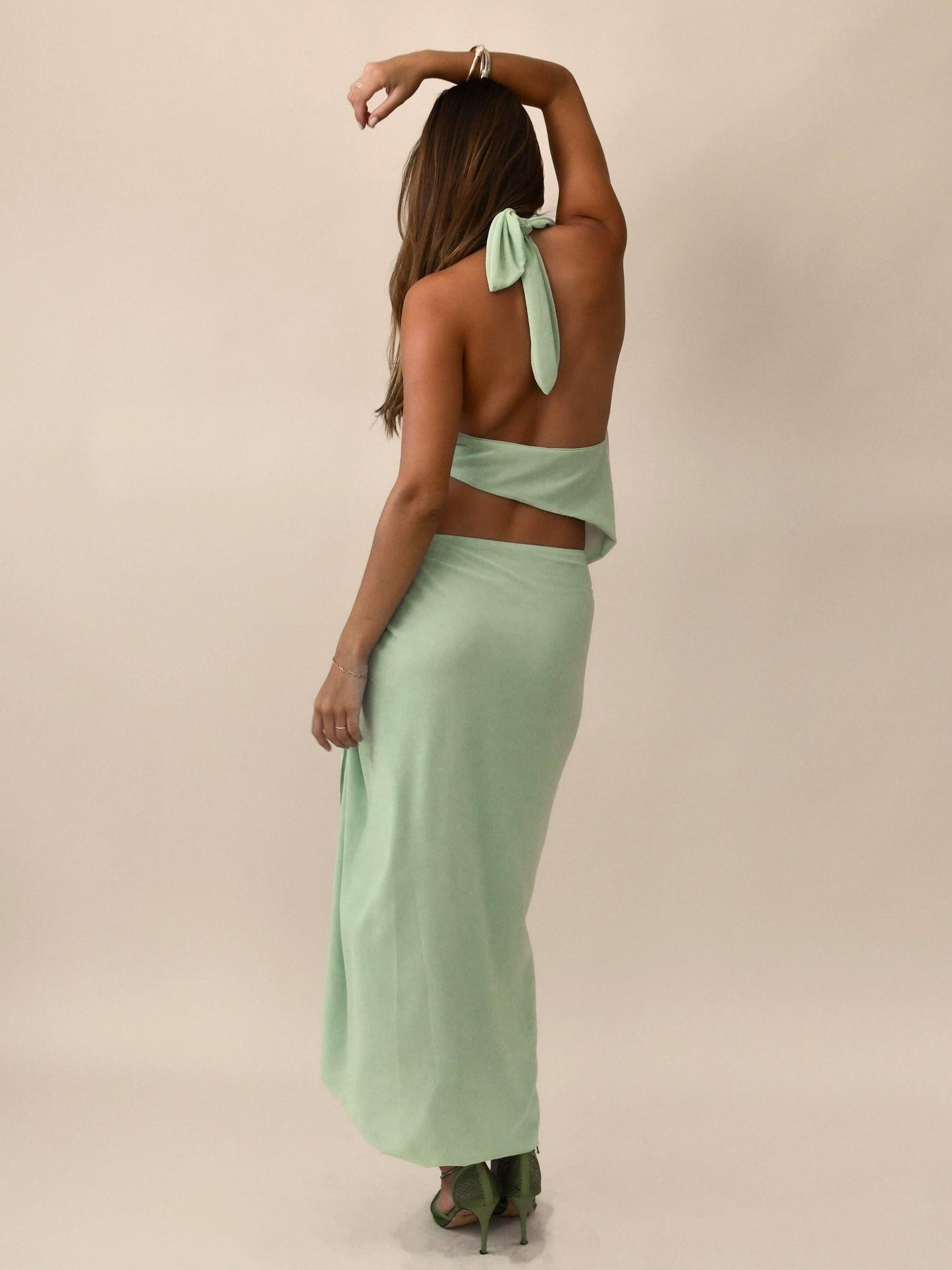 Whispers in Pistachio Maxi Dress