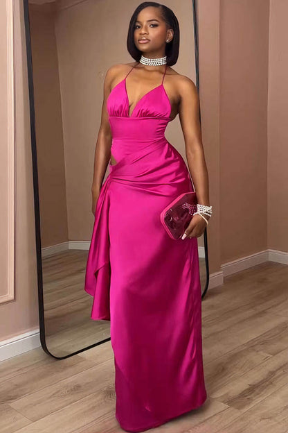 Bubblegum Pink Strapless Slit Maxi Dress
