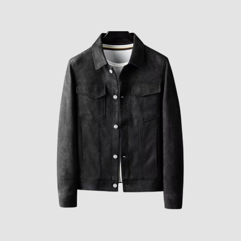 Suede Effect Jacket | Slim Fit with Lapel Collar