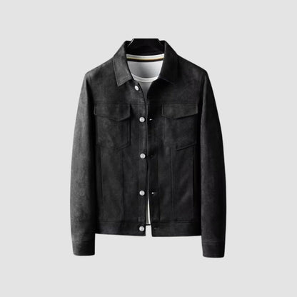 Suede Effect Jacket | Slim Fit with Lapel Collar