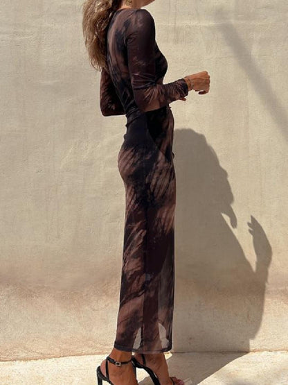 Sheer Print Bodycon Dress