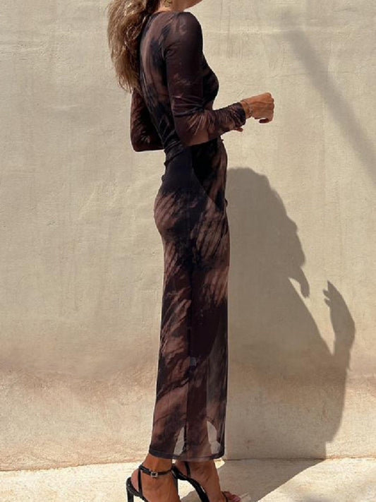 Sheer Print Bodycon Dress