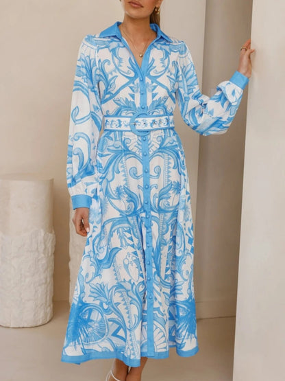 Relaxed Belted Puff Sleeve Dress