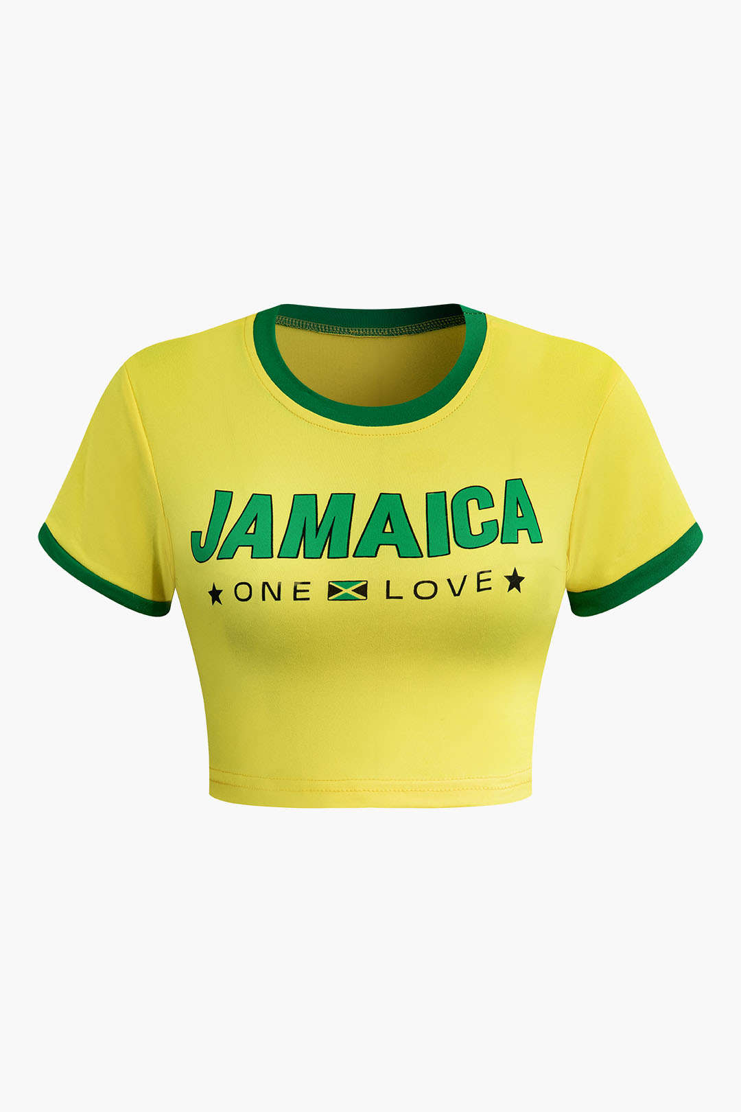 Jamaica "One Love" Yellow Graphic Crop Top