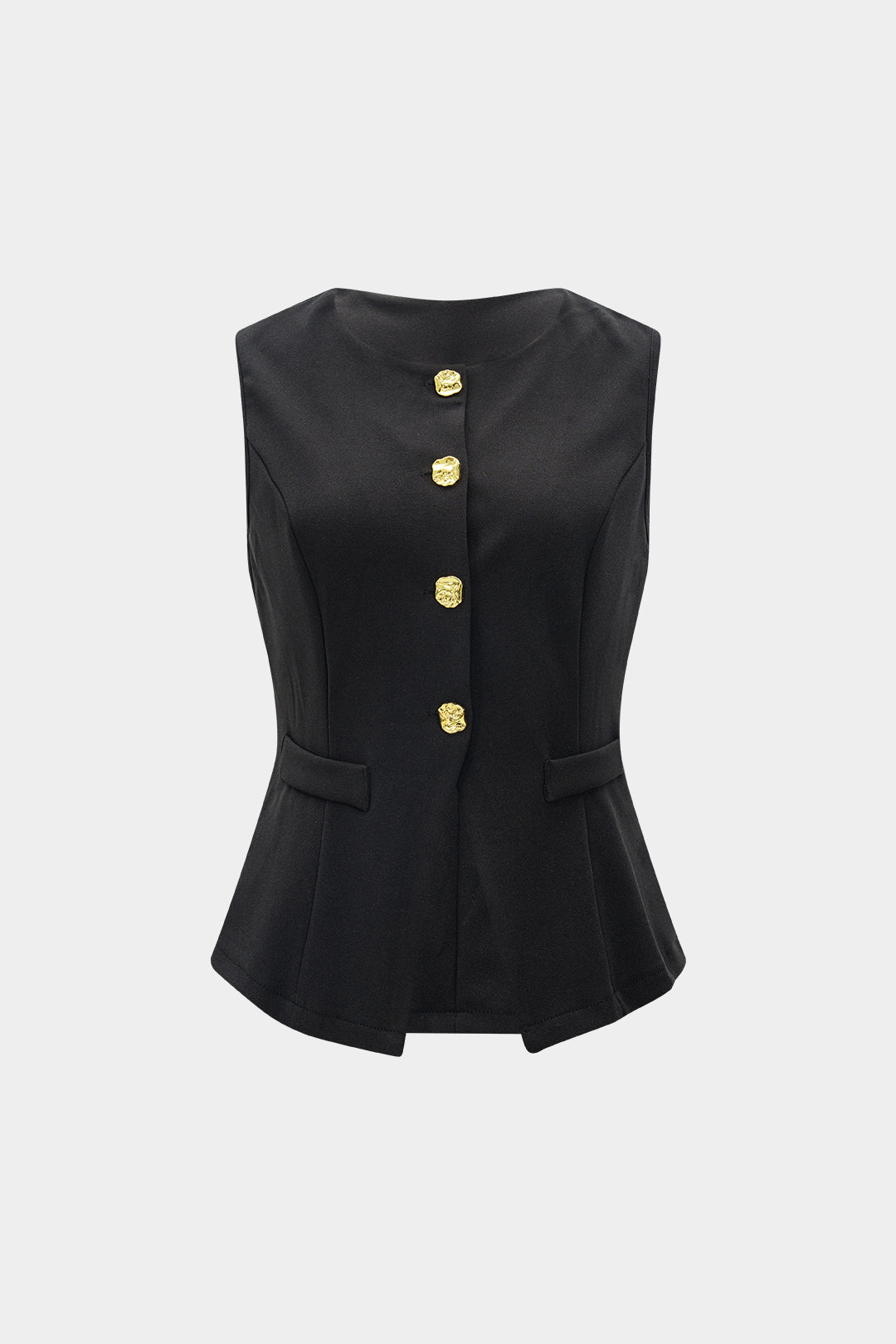 Solid Metallic Button Vest