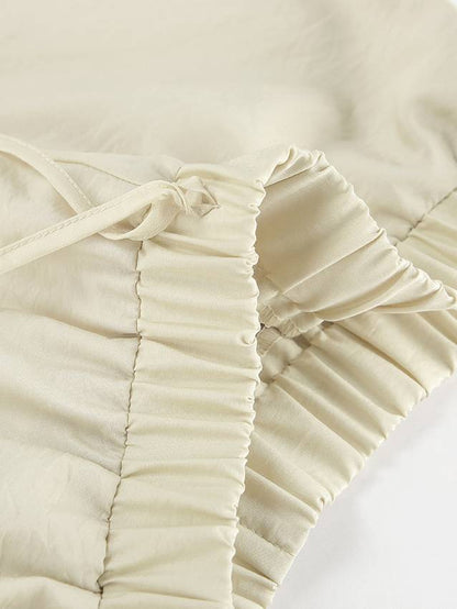 V-Neck Ruffle Shirt and Shorts Suit