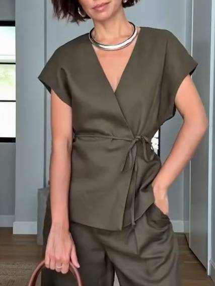 Minimalist Vest And Wide Leg Pants Suit-Vest