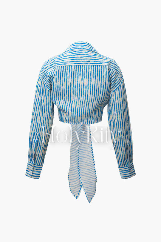 Stripe Knot Hem Blouse