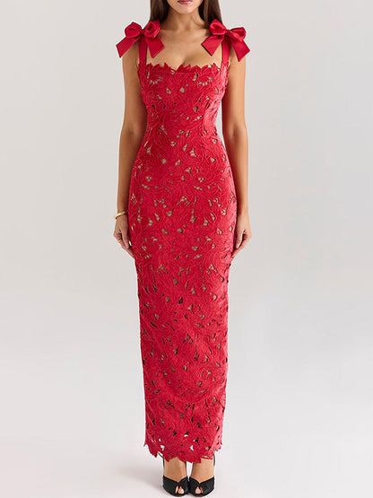 Stylish Elegant Bow Split Dress