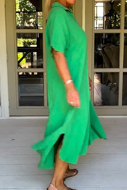 Vestido midi elegante, liso y de media manga 