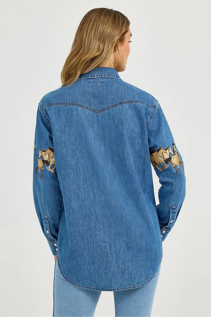 Horses Boyfriend Western Snap Shirt