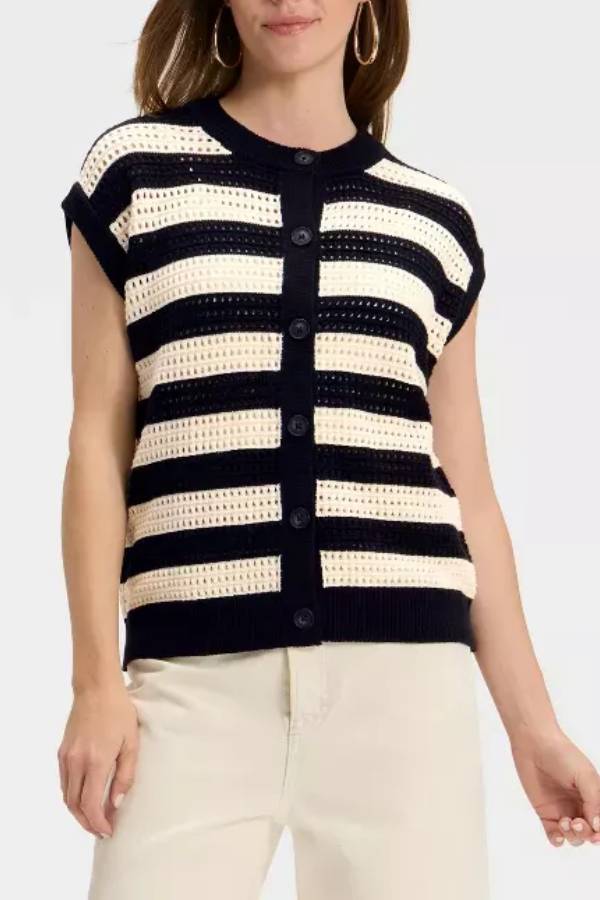 Chaleco de punto pointelle para mujer